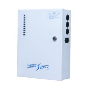 Fuente de alimentación en caja metálica de 16 salidas 12V /20A totales Carcasa blanca para instalación en pared Rango de entrada CA universal: 96V ~ 264V CA